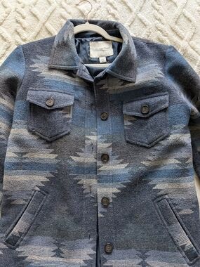 Coldwater Creek Blue Patterned Button Front Jacket